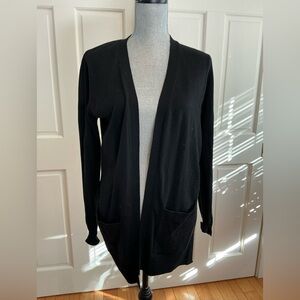 Matty M Black Open-Front Women's Cardigan with Pockets